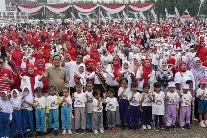 Ribuan anak Taman Kanak-Kanak (TK) se-Provinsi Lampung mengikuti kegiatan Gebyar Senam Massal Anak Indonesia Hebat Tahun 2026 yang diikuti secara luring dan daring || Foto: Pemerintah Provinsi Lampung