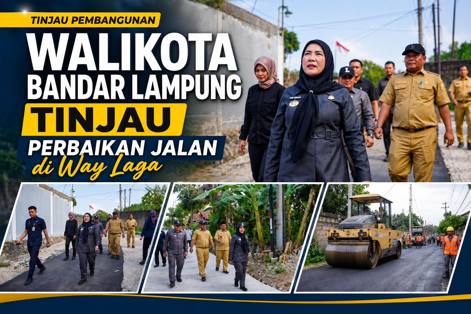 Walikota Eva Dwiana tinjau perbaikan jalan Wala Kuba di kelurahan Way Laga, Senin(3/8/2026) || Foto: Istimewa/5W1HINDONESIA.ID