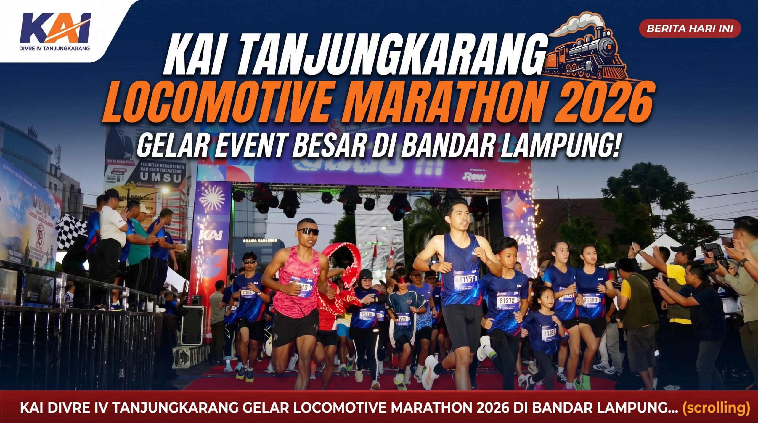 Sejumlah pelari mengikuti gelaran Locomotive Half Marathon 2026 di Bandar Lampung || Foto: Dok. PT. KAI Divre IV || 5w1hindonesia.id