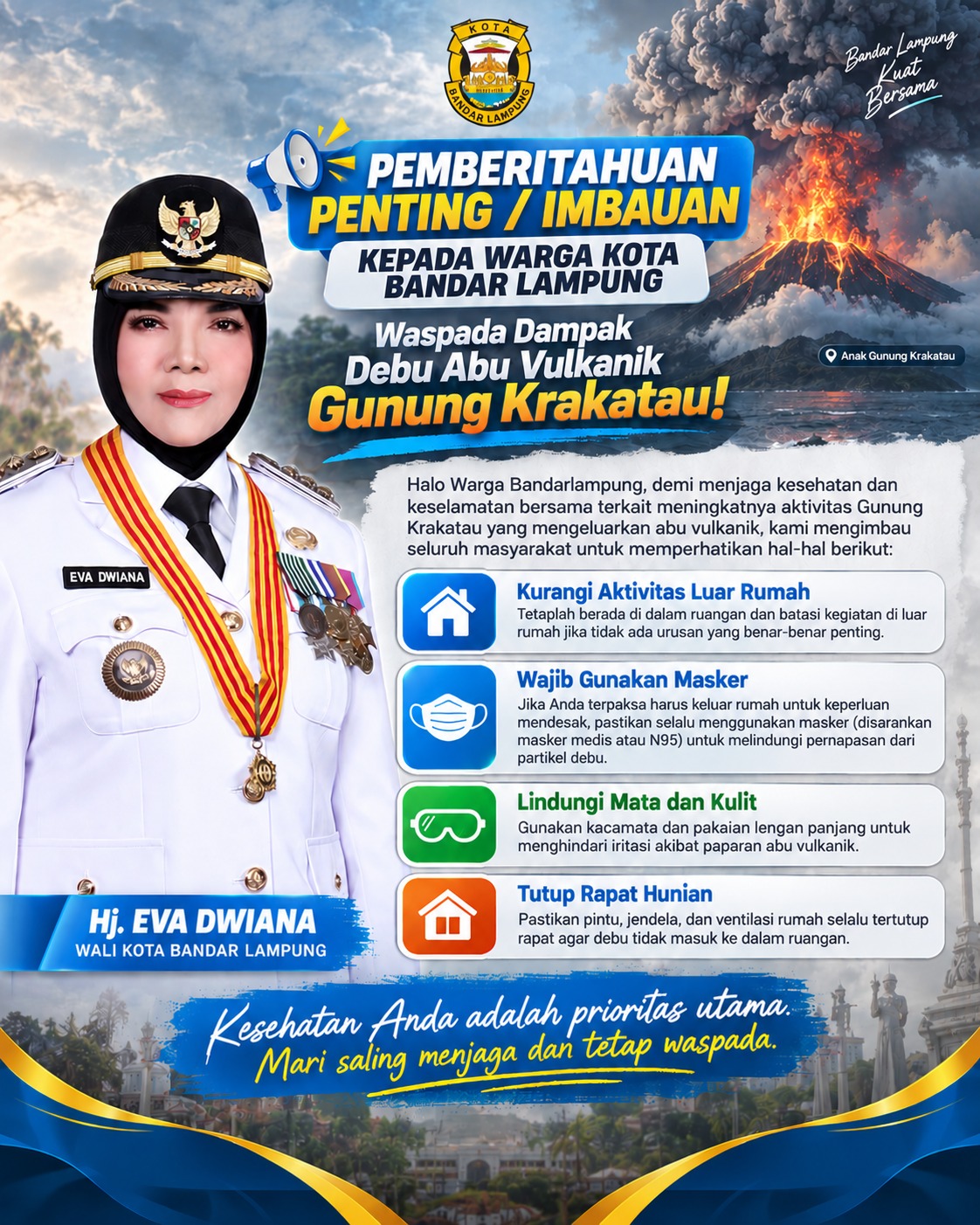 Imbauan Walikota Bandar Lampung, Eva Dwiana || Foto: Dok. Prokopim Bandar Lampung