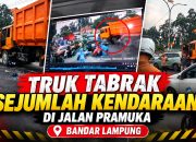 Diduga Rem Blong, Truk Fuso Tabrak Sejumlah Pengendara di Jalan Pramuka