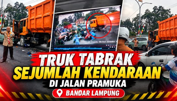 Diduga Rem Blong, Truk Fuso Tabrak Sejumlah Pengendara di Jalan Pramuka