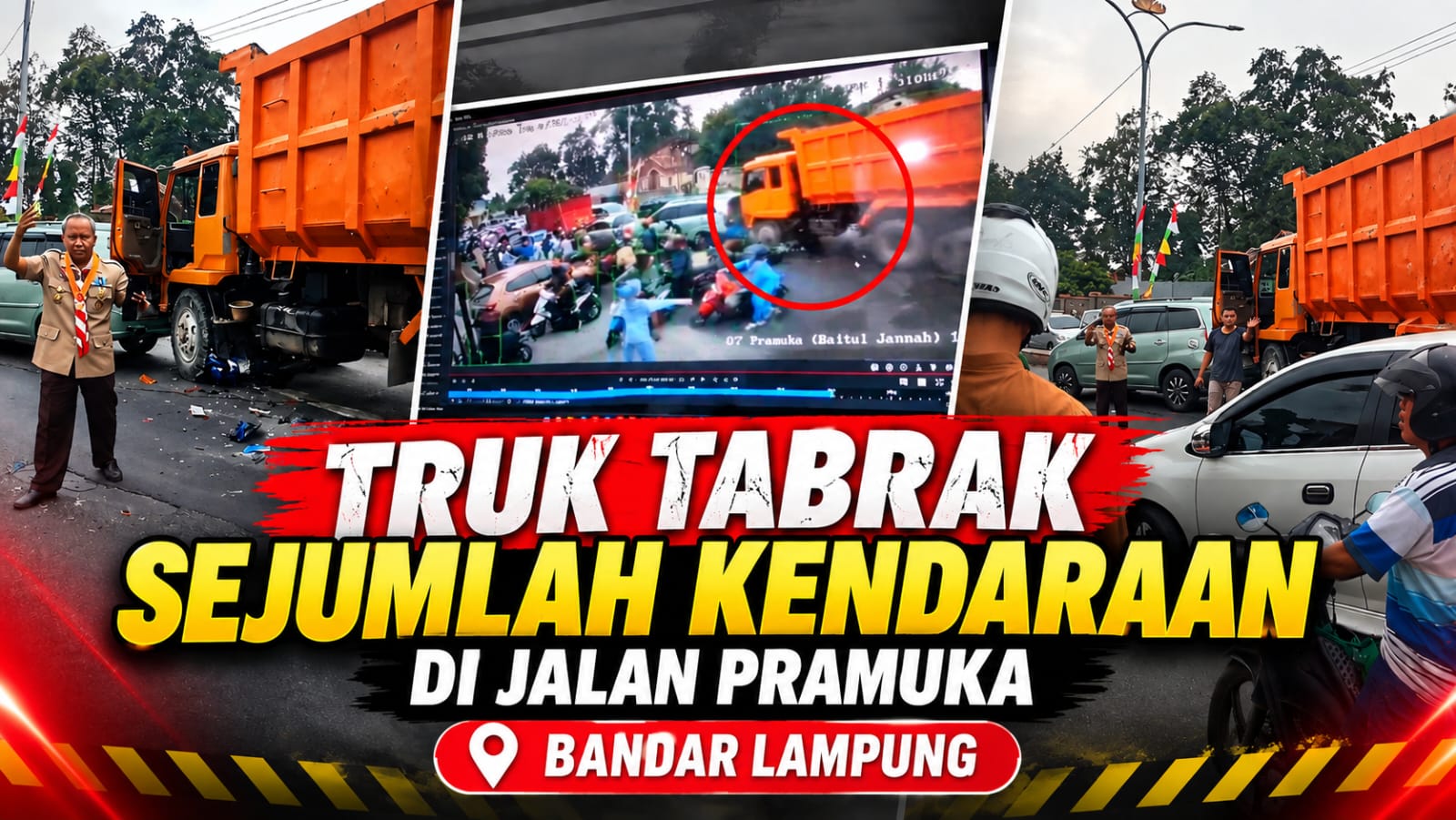 Truk fuso tabrak sejumlah pengendara di Jalan Pramuka kota Bandar lampung || Foto: Istimewa/ilustrasi ChatGPT || 5w1hindonesia.id